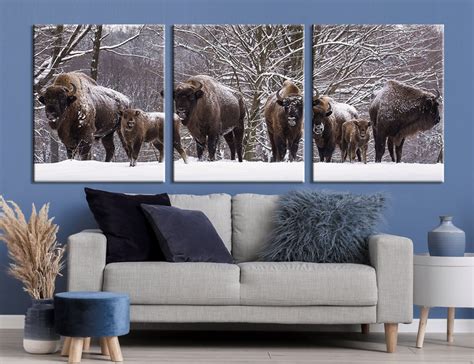 Bison Wall Decor Bison Canvas Bisons Family Art Print Bison - Etsy