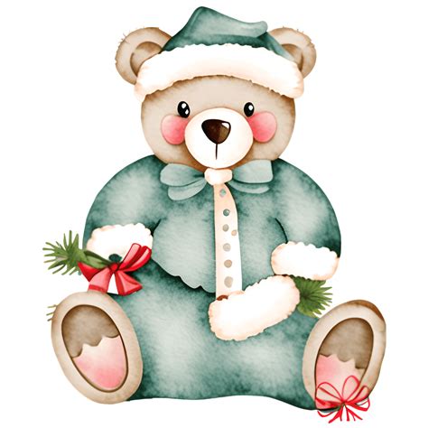 Charming Vintage Christmas Teddy Bear Clipart Design · Creative Fabrica