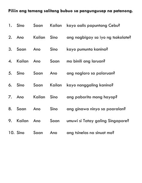 Panghalip pananong worksheet in 2023 | Cvc word activities, Cvc words ...