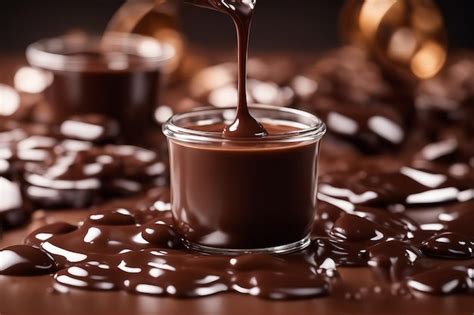 Premium AI Image | A delicious melting hot chocolate sauce in a glass