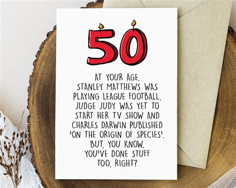 Funny 50th Birthday Card Printable, 50th Birthday Gift for Men or Women, Turning 50 Card for ...