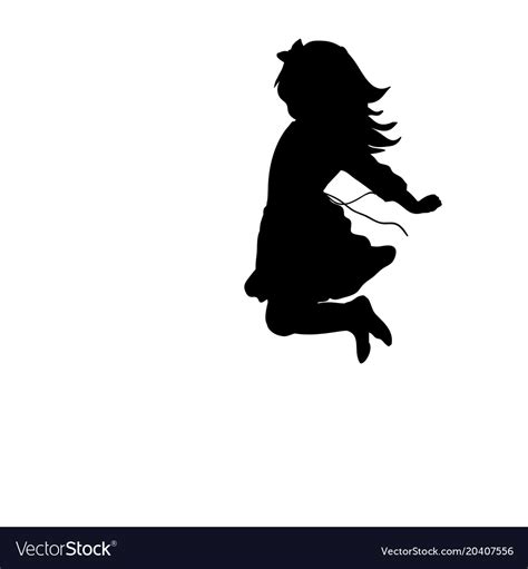 Silhouette happy girl jump up Royalty Free Vector Image