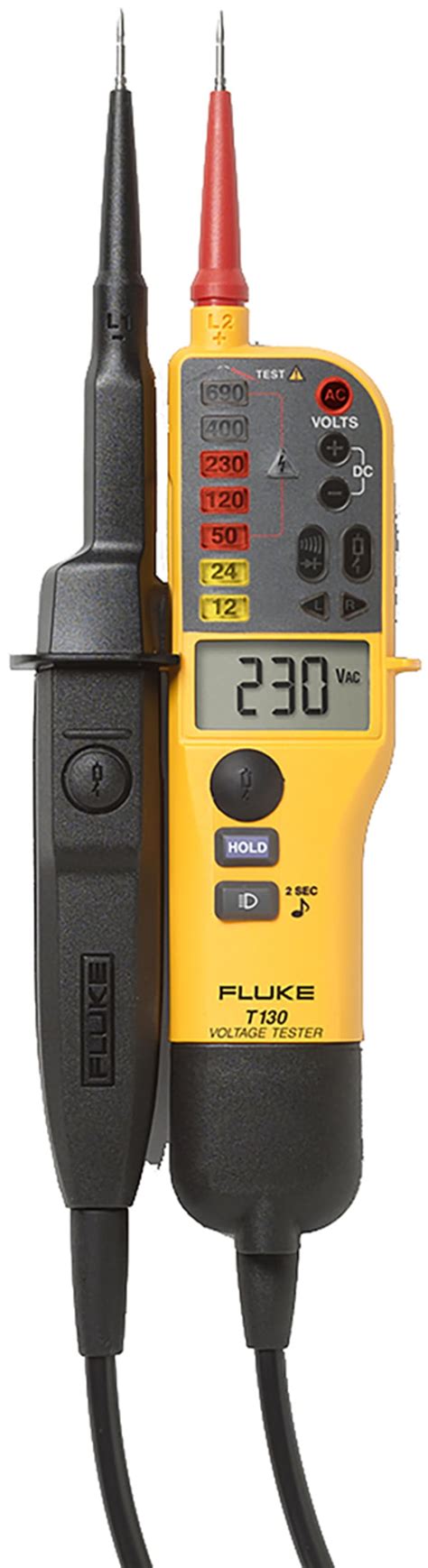 FLUKE T130 Fluke | Fluke T130, LCD Voltage tester, 690V, Continuity Check, Battery Powered, CAT ...