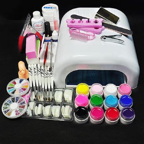 Kit Mancure Nail Art 36w Uv Lampe Rose Sechoir A Ongles Poudre ...