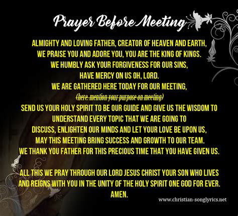 Prayer Before Office Meeting || Opening Prayer for Business Meeting - Christian Song Lyrics