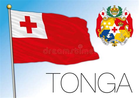 Tonga Official National Flag and Coat of Arms, Oceania Stock Vector ...