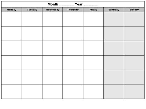 Blank Weekly Calendars Printable | Activity Shelter