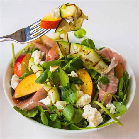 Prosciutto, feta and nectarine salad with griddled courgette - Nicky's Kitchen Sanctuary