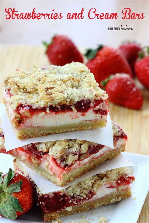 Strawberries and Cream Cookie Crumble Bars - Pint Sized Baker