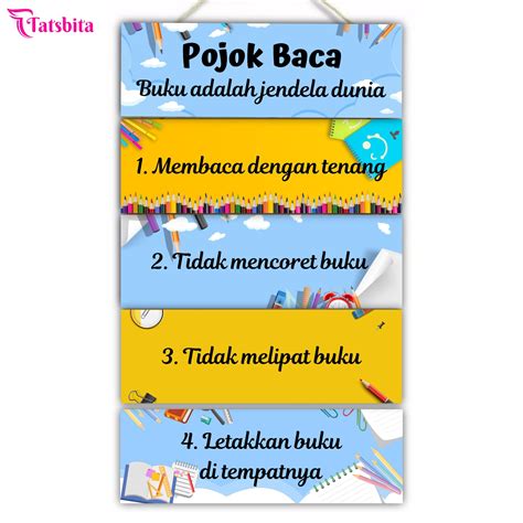 PAJANGAN HIASAN DINDING DEKORASI DINDING WALL DECOR POJOK BACA PERATURAN DI PERPUSTAKAAN ...