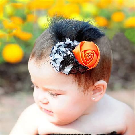 New Halloween Baby Girls Feather Flowers Hairpins Infant Hair ...