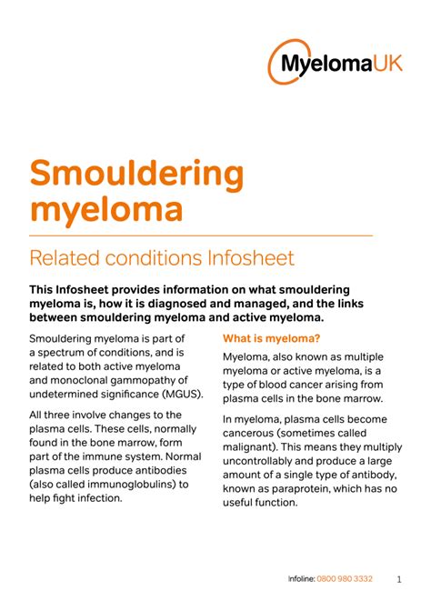 Smouldering myeloma Infosheet - Myeloma UK