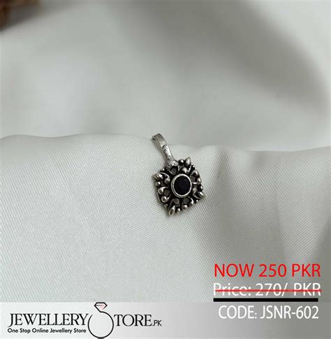 Square Shape Silver Oxidized Nose Ring - J.S Jewellery Store PK