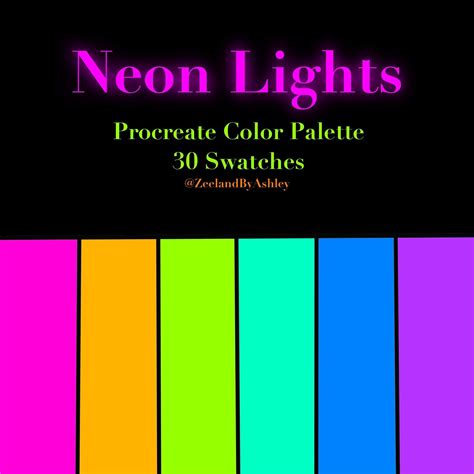 Neon Procreate Color Palette, 30 Swatches, Instant Download - Etsy ...