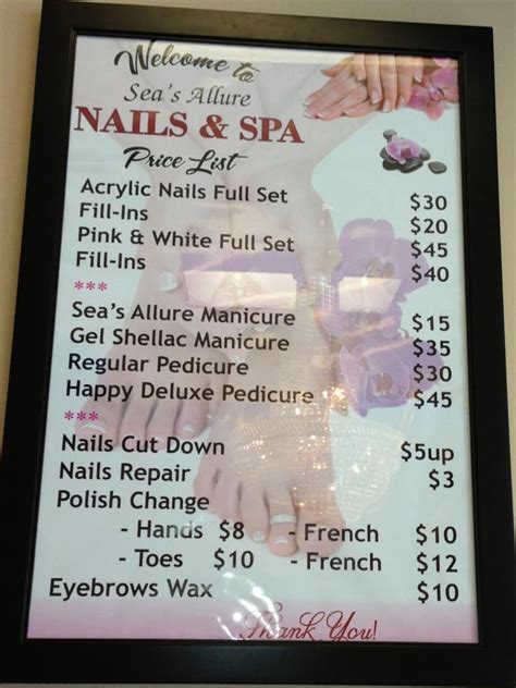 Our menu with a brief listing of our services incl... | Nail salon prices, Hair and nail salon ...