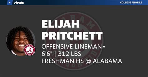 Elijah Pritchett FRESHMAN Offensive Lineman Alabama