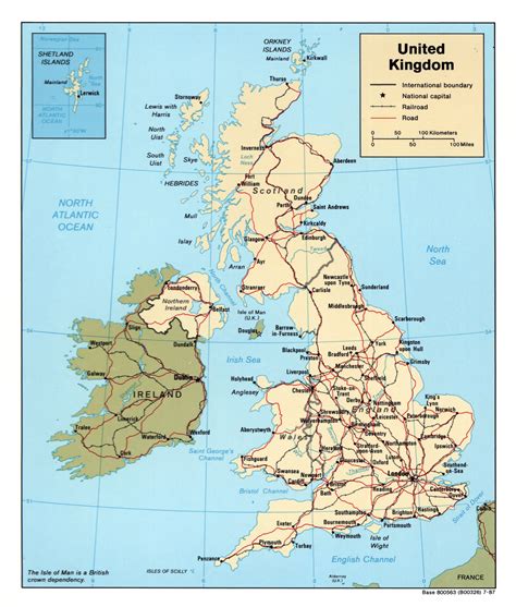 Large detailed political map of United Kingdom with roads, railroads ...