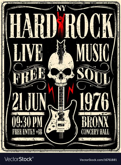 Hard rock music poster Royalty Free Vector Image