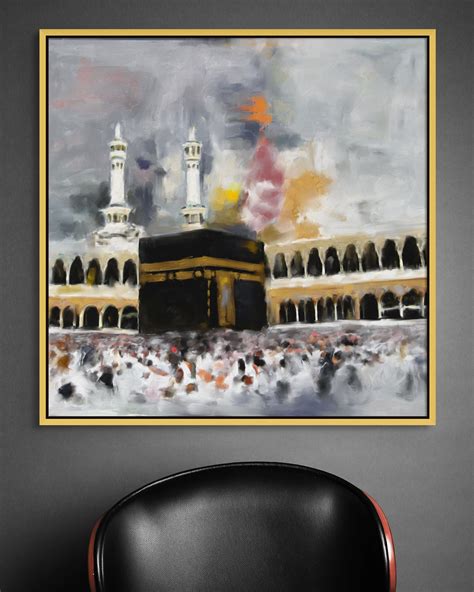 Kaaba Painting Islamic Canvas Art Mecca Wall Art, Masjid Al Haram Oil ...