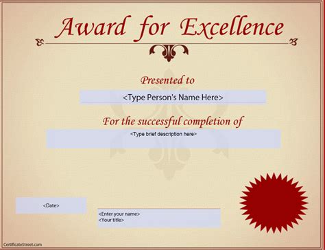 Excellence award certificate 172985-Excellence award certificate ...