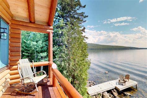 Waterfront log cabin on Moosehead Lake w/dock, kayaks & views UPDATED ...