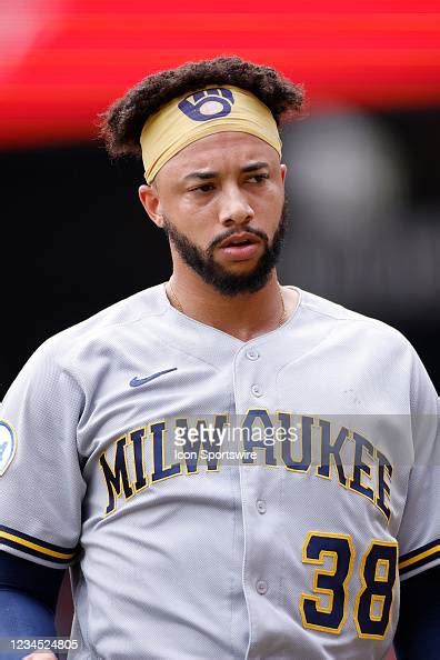 Milwaukee Brewers pitcher Devin Williams looks on during the MLB game ...