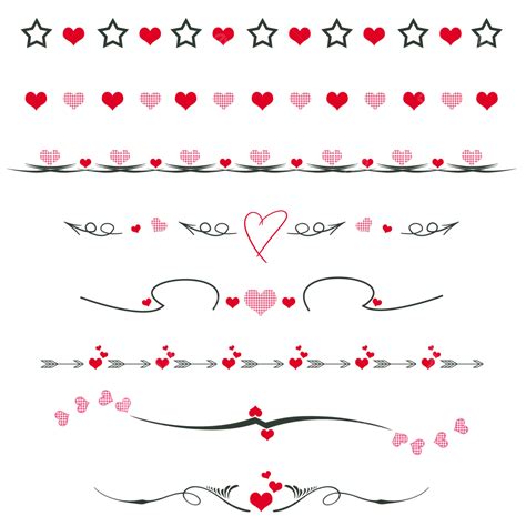 Red Underline Hd Transparent, Lovely Green Red Heart Shape Border Underline, Border, Underline ...