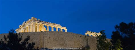 Photo of Parthenon at night. Acropolis, Athens, Greece