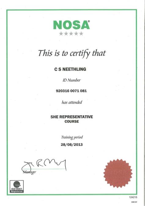 SHE Rep - Certificate