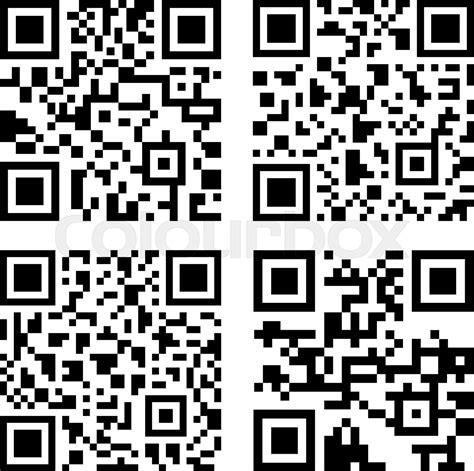 Set of four 2D barcodes, qr-codes. Vector illustration. | Stock vector | Colourbox