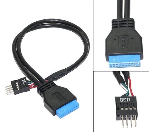 Storite USB Motherboard Connector 20 Pin USB 3.0 Female to 9 Pin USB 2. ...