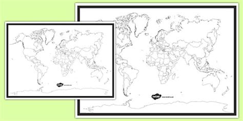 Printable Blank World Map for Kids | Geography | Year 1-2