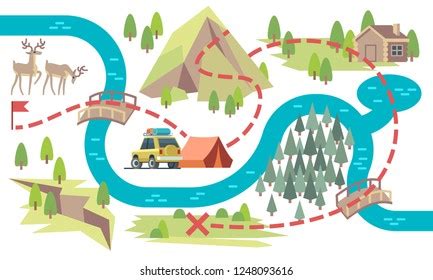 Trail Map Tourists Hiking Footpath Start Stock Vector (Royalty Free ...