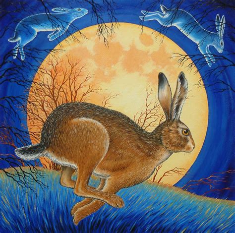 hare moon | Hare painting, Bunny art, Animal art