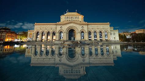 HD wallpaper: beige concrete house, building, reflection, armenia ...