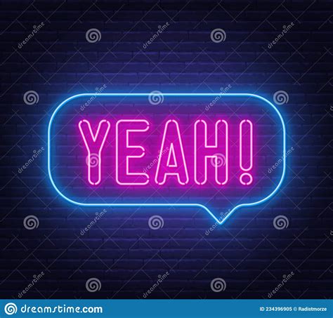 YEAH Neon Sign Vector. Comic Speech Bubble With Expression Text YEAH, Design Template Neon Sign ...