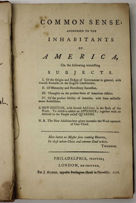 Thomas Paine's Common Sense, 1776 | Special Collections Spotlight ...