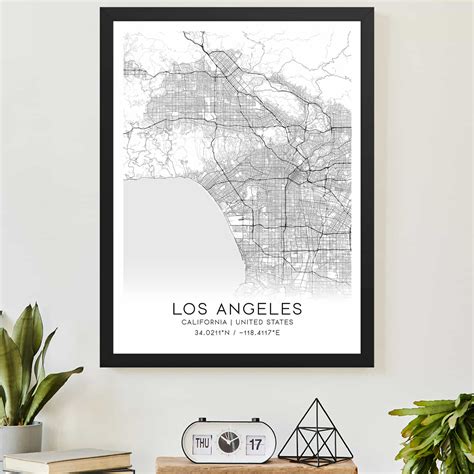 Los Angeles California Map Poster, Modern Home Decor Wall Art Print - Custom Maps & Posters