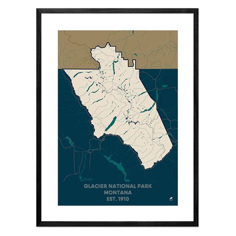 Glacier National Park Poster | National Park Map | Muir Way