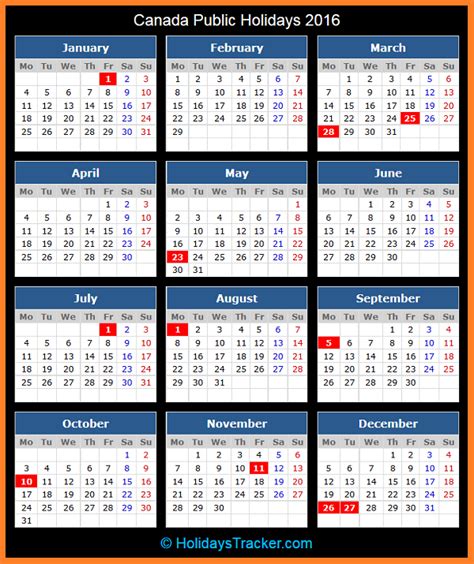 2016 bc statutory holidays