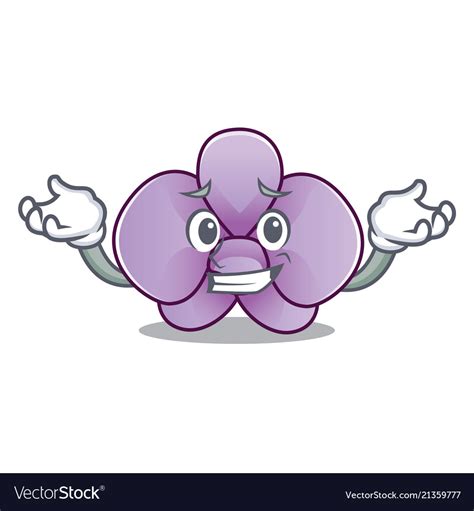 Grinning orchid flower character cartoon Vector Image