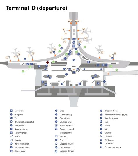 Sheremetyevo terminal d map - Sheremetyevo airport map terminal d (Russia)