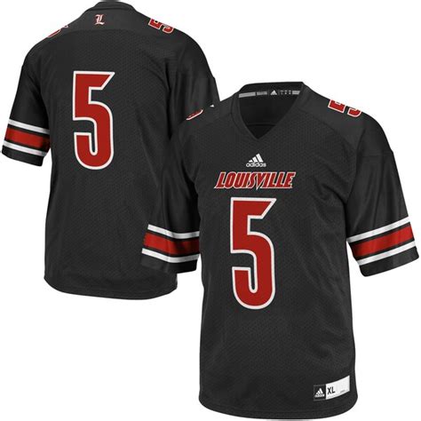 adidas Louisville Cardinals #5 Youth Replica Football Jersey - Black