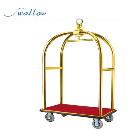 Metal Bell Boy Luggage Trolley for Hotel, Metal Bellhop Cart - Bell Boy ...