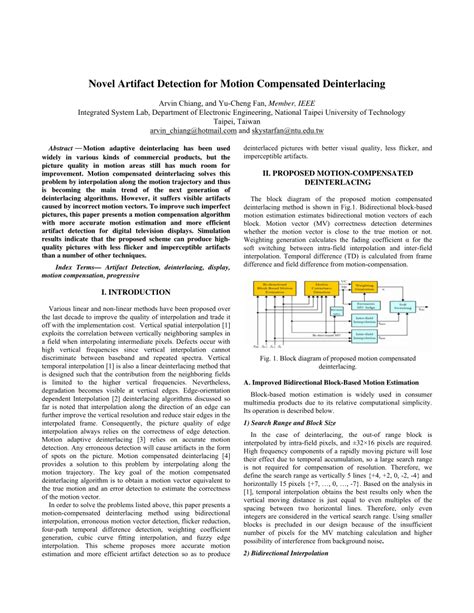 (PDF) Novel artifact detection for motion compensated deinterlacing