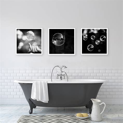 Black and White Bathroom Set abstract bubble photos 3 prints | Etsy