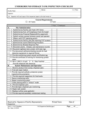 Storage Tank Inspection Checklist - Fill and Sign Printable Template Online