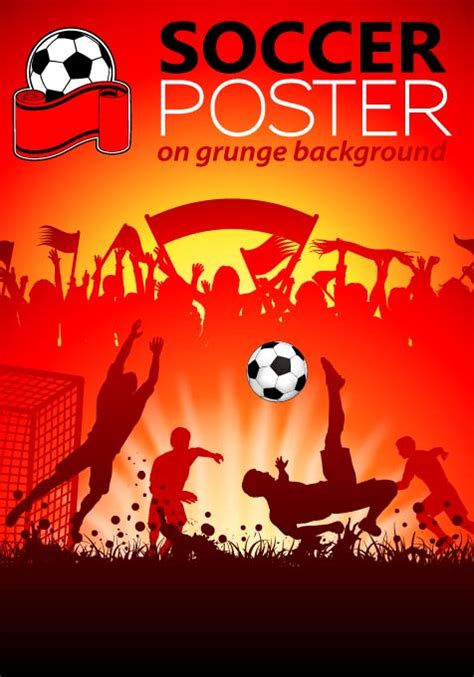 Soccer poster grunge background vector - Vector Cover free download