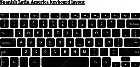 Spanish Latin America keyboard layout - Isolated Vector Illustration Stock Vector | Adobe Stock