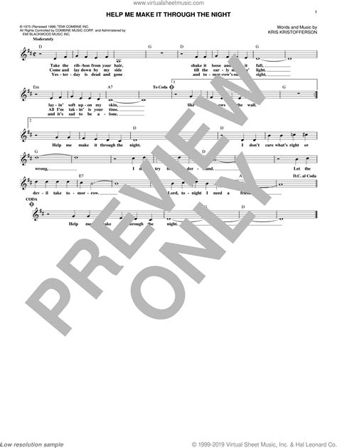 Help Me Make It Through The Night sheet music (fake book) (PDF ...